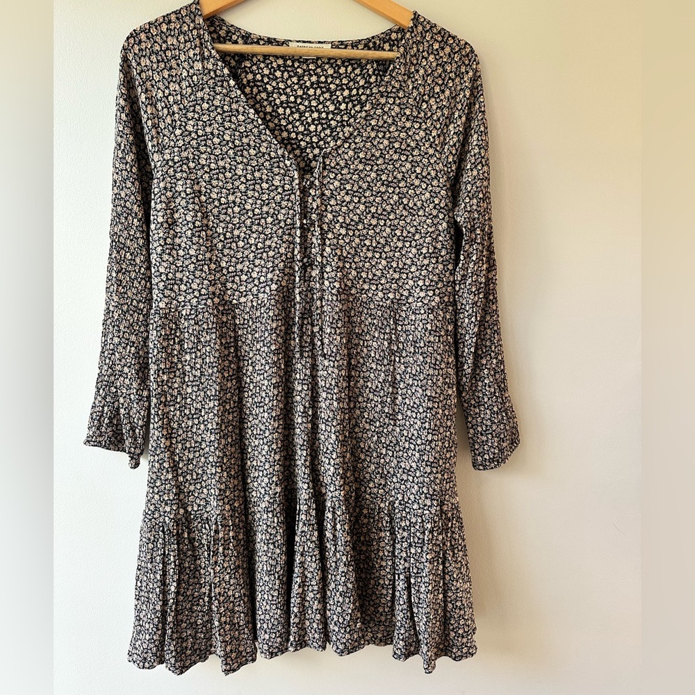 American Eagle Outfitters Black and Pink Floral Dress